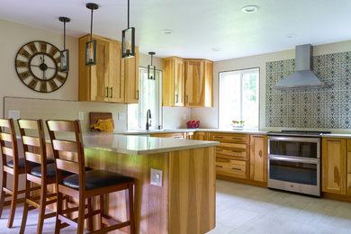 Example of an arts and crafts kitchen design in Seattle