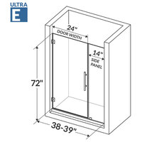 38-39"Wx72"H Shower Door ULTRA-E Chrome Finish
