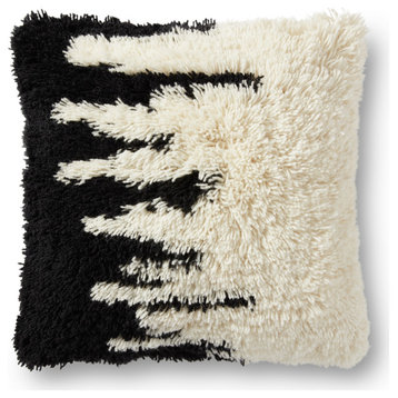 White/Black 18"x18" Hand Woven Abstract Modern Soft Wool Moroccan Pillow