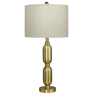 Mid-Century Stacked Table Lamp, Antique Brass
