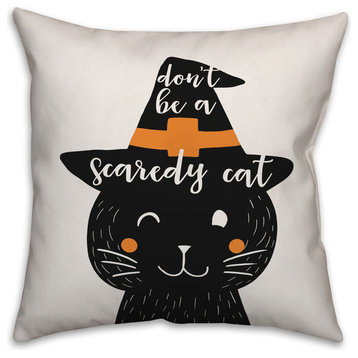Don't Be A Scaredy Cat 18"x18" Indoor/Outdoor Pillow
