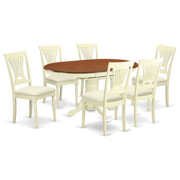 East West Furniture Avon 7-piece Wood Dinette Table Set in Buttermilk/Cherry