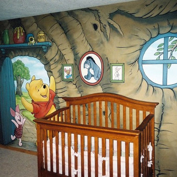 Winnie The Pooh Murals in a Nursery by Tom Taylor of Mural Art LLC
