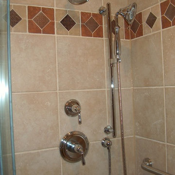 New walk-in shower in log home