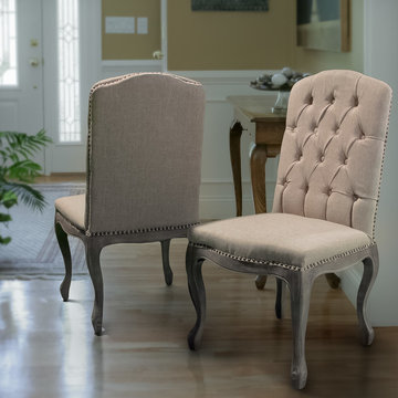 Contemporary Living Space Featuring Beige Fabric Dining Chairs