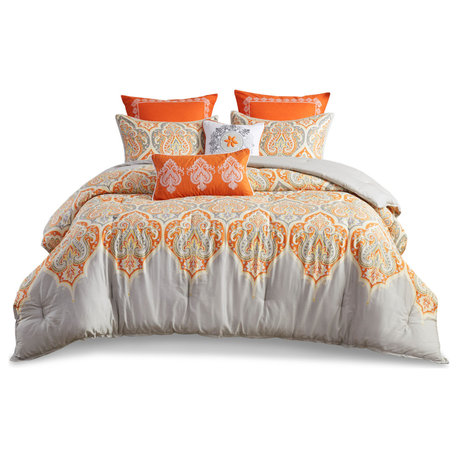 Madison Park Sateen Printed Comforter 5-Piece Set, Full/Queen