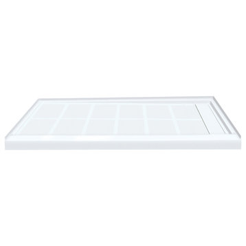 Transolid Linear 60"x32" Rectangular Shower Base With Right Hand Drain, White