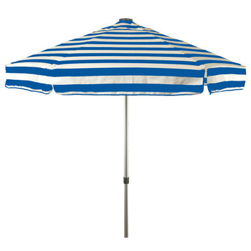 6.5 Ft Royal Blue and White Deluxe Italian Patio Umbrella