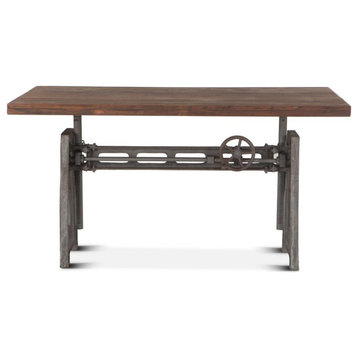 Artezia 60" Reclaimed Teak Wood Desk With Adjustable Crank