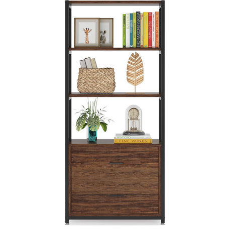 File Cabinet With Drawer, Letter Size Lateral Filing Cabinet, Brown