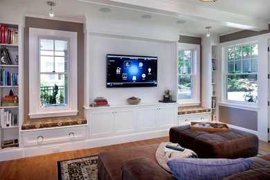 Elegant family room photo in Boston