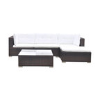 vidaXL Patio Furniture Set 5 Piece Sofa with Coffee Table Poly Rattan Brown