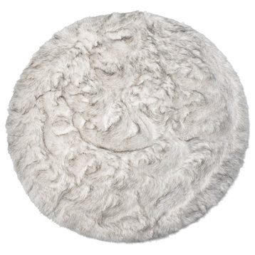 Arlington Circular Faux Fur Rug 6' Diameter Grey, Gradient Grey