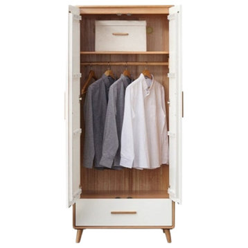 Beech solid wood wardrobe combination, Type C Two-Door Wardrobe 31.5x22x74.8inch