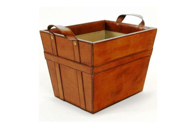Leather Magazine Storage Basket