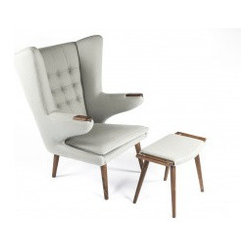 The Olsen Lounge Chair with Ottoman - Light Grey - Outdoor Chaise Lounges