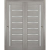 Closet Frosted Glass Bypass Doors 60 x 84, Quadro 4088 Grey Ash