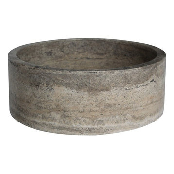Cylindrical Natural Stone Vessel Sink, Antico Travertine