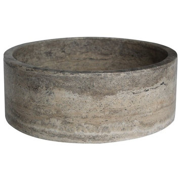 Cylindrical Natural Stone Vessel Sink, Antico Travertine