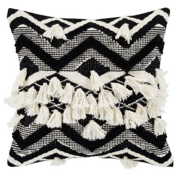 Gaza Pillow, Black/Cream, 20"x20", Cover Only