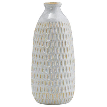 Cer, 12" Dimpled Vase, Oatmeal