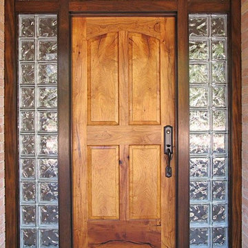 Beautiful entry door with glass blocks.