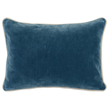 Kosas Home Harriet Velvet 14-inch x 20-inch Rectangular Throw Pillow, Blue