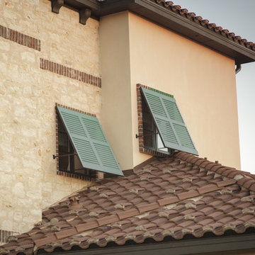 Mediterranean-Style All-Weather Exterior Shutters