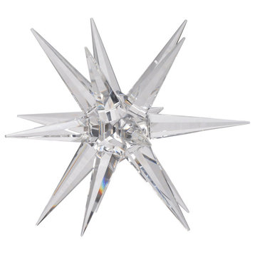 Benzara BM284971 10" Glass Star Decor for Tabletop, Elegant Clear Crystalline