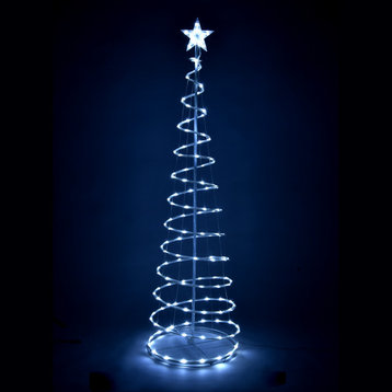 6 Ft LED Spiral Tree Light Cool White 182 LEDs USB Powered Christmas Decoration