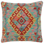 Bareens Designer Rugs - Rustic Turkish Burnett Hand Woven Kilim Pillow - Embellish your home with this timeless casual chic handmade Southwestern Kilim throw pillow covers made with wool and cotton. Constructed on a loom by Nomad Turkman people with hand spun wool and Natural Vegetable dyes these beautiful Kilim pillow covers are known for their beautiful repetitive geometrical, naturalistic floral and traditional patterns yet still giving it a moden look. Masterfully artisan-crafted on traditional Kilim looms with a contemporary fashion palette producing bold intricate sharp patterns making them a standout piece in any decor.