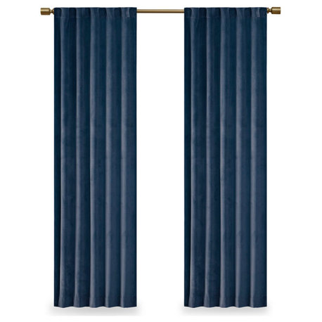 510 Design Colt Velvet Grey Window Panel Pair, Grey, Navy Blue, 84"