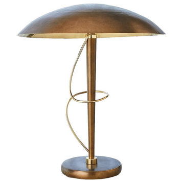 Contemporary Dome Shade Brass Bronze Table lamp Retro Modern Art Deco 22 x 19 in