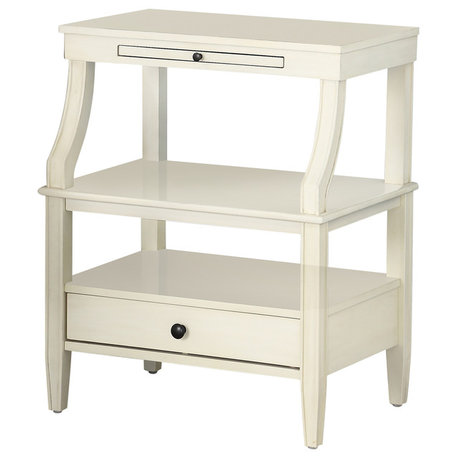Newton Antique White Storage Nightstand, White