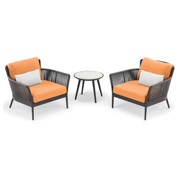 Nette 3-Piece Club Chair and Table Set, Carbon, Tangerine and Salt, Ninja
