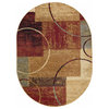 Tacoma Contemporary Abstract Area Rug, Multi-Color, 5'3''x7'3'' Oval