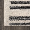 Khalil Modern Berber Stripe Area Rug, Cream/Black, 2'x8'