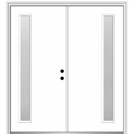 64"x80" 1 Lite Frosted Left-Hand Inswing Primed Fiberglass Door, 4-9/16"