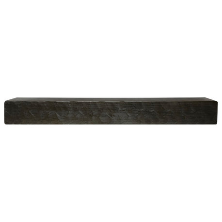 Rough Hewn Fireplace Mantel, Midnight Black, 48" L X 5.5" H X 6.25" D