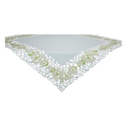 Xia Home Fashions - Spring Garden 34"x34" Embroidered Collection Cutwork Table Topper - Tablecloths