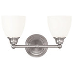 Livex Lighting - Somerville Bath Light, Brushed Nickel - Not quite contemporary, not fully traditional. Intriguing concepts of basic shapes complement a brushed nickel finish and hand blown satin opal white glass. May be installed with glass facing up or down.