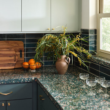Color Drenched Kessler Kitchen Remodel with Terrazzo Countertops