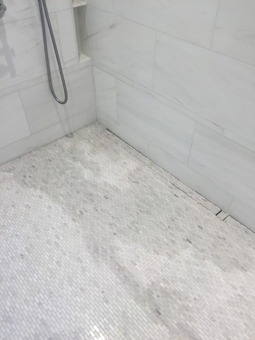 Permanent Wet Look In White Marble, Marble Mosaic Tile Shower Floor