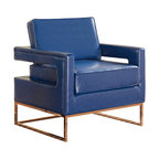 Amelia Leather Accent Chair, Navy - Contemporary - Armchairs And Accent Chairs - by Meridian 
