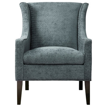 Madison Park Addy Accent Wing Chair Lightly Distressed Upholstery, Blue