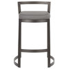 Fuji DLX Industrial Counter Stool, Gray Faux Leather Cushion, Set of 2