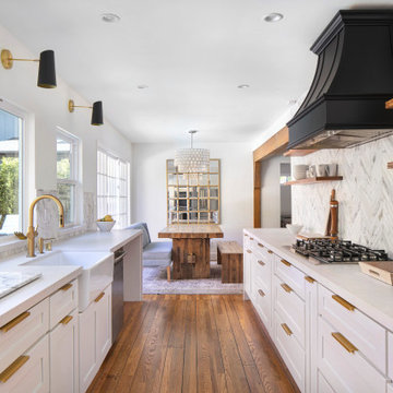 Transitional facelift for a kitchen, 2 bathrooms & the playroom in Sherman Oaks