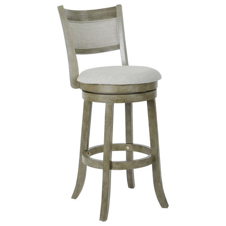 Swivel Stool 30" With Solid Back, Antique Gray