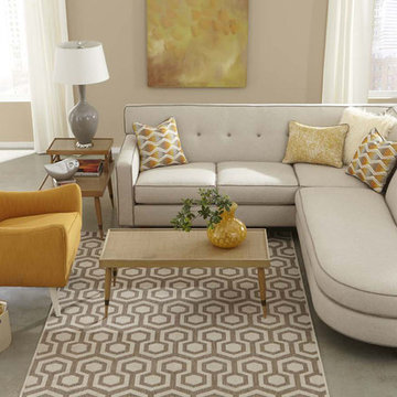 Elsinore-Honeycombs Rectangle Machine Woven Rugs, Wheat