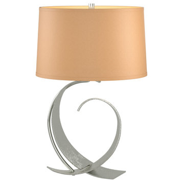 Fullered Impressions Table Lamp, Sterling, Doeskin Suede Shade